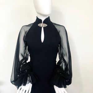 Vintage Tadashi Shoji for Cache Black Long Gown